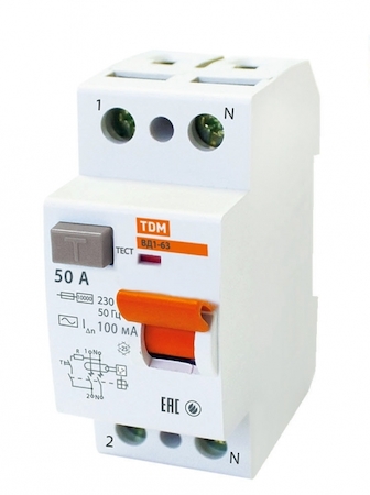 TDM ELECTRIC SQ0203-0014 Устройство защитного отключения ВД1-63 2Р 50А 100мА TDM